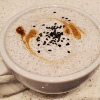 Black Sesame Latte · Hot: black sesame seeds, whole milk, 1 shot of JBMC espresso.
Iced: whole milk, black sesame...