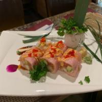 Phoenix Roll · Spicy. Shrimp tempura and spicy tuna, snow krab, avocado inside. Top with spicy mayo sauce, ...