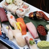 Shoya Sushi Assortment · Chef`s choice 10 pcs sushi and your choice of roll from spicy tuna roll, yellowtail & scalli...