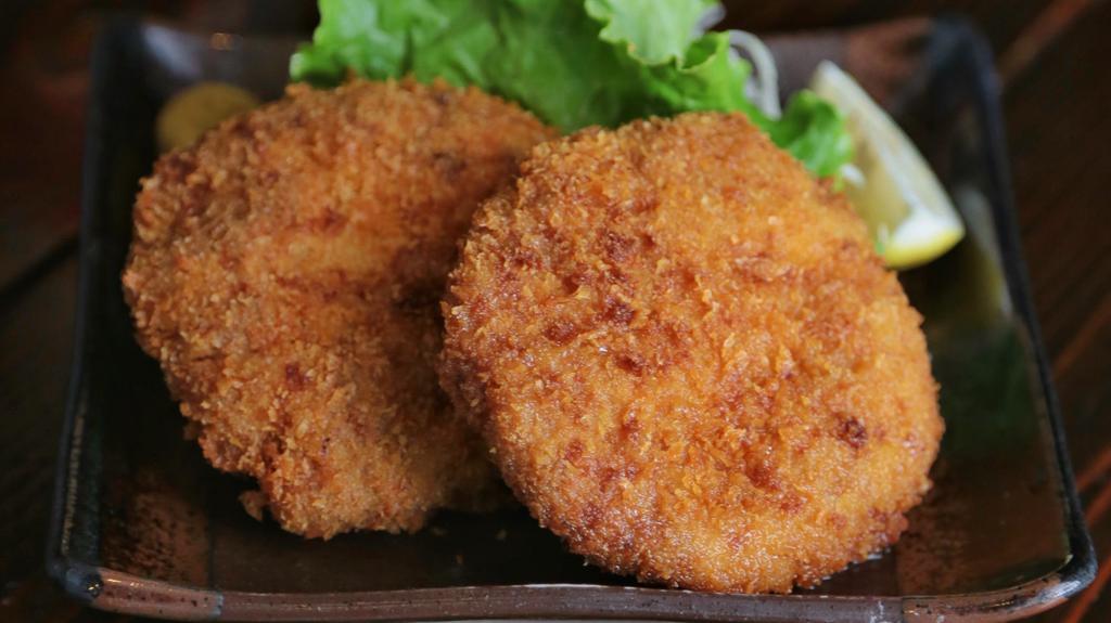 Menchi Katsu · Minced beef cutlet. Served with BBQ sauce.