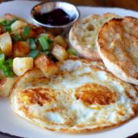 Traditional Breakfast · Two cage free egg, any style, served with Harbor potatoes and a buttered English muffin with...