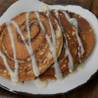 Cinnamon Swirl Pancakes · Our Harbor pancakes filled with a cinnamon swirl and topped with icing.