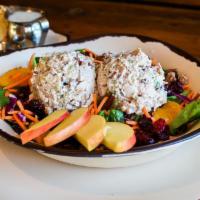 Door County Chicken Salad · Field greens with two scoops of house-made chicken salad with dried cranberries, apple and p...