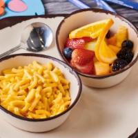 Kid'S Captain Mac · Macaroni and cheese served with fruit.