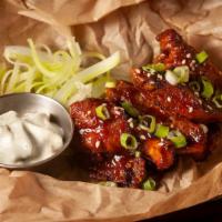 Sky High Wings · Free Range Chicken Wings, choice of house buffalo sauce | korean bbq or lemon pepper dry rub...