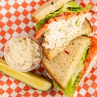 Chicken Salad Sandwich · Served with coleslaw and pickle.