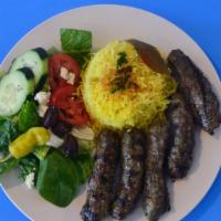 Kufta Kabab Platter · Charbroiled ground sirloin of beef, seasoned with a special blend of herbs and spices. Serve...