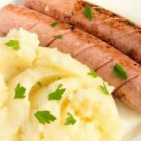 Sausages With Mashed Potatos · The best choice for kids. Delicious mashed potatoes with boiled chicken sausages. Served wit...