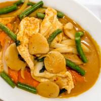 Curry Chicken · Hot and spicy. Chicken with vegetable in curry sauce.