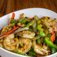 Spicy Basil Sauce · Sautéed basil leaves, onions, bell peppers with Thai chili sauce.