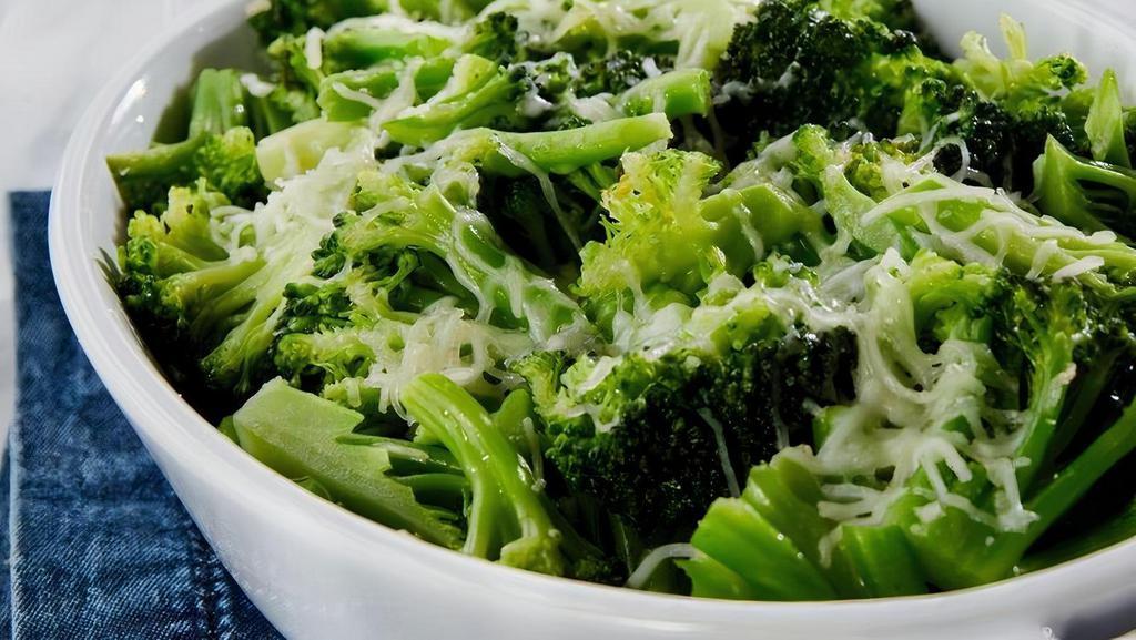 Tuscan-Style Broccoli · Farm-fresh broccoli with a healthy dose of out-of-this-world flavor makes this dish welcome at any table. Ready to roast tuscan-style broccoli tossed with lemon, garlic, olive oil and parmesan cheese. A delicious new take on a family favorite! Side arrives frozen. Just Heat and Serve.