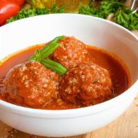 Meatballs & Ricotta · Three large meatballs in homemade sauce  with a side of our signature seasoned ricotta and p...