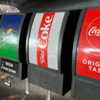 24 Oz Fountain Soda · Coke, Diet Coke , Sprite , Orange Fanta, Root Beer, Pink Lemonade , sweet tea, unsweet tea.