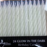Glow In The Dark Candles · Glow in the dark swirl candles.
Pack of 24 candles.