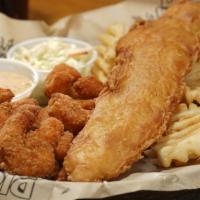 Combo Basket · Yuengling battered haddock and crispy Buffalo shrimp fried to perfection and served with our...