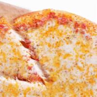 Cheese Pizza · Large topped 100% whole milk real mozzarella, mild Cheddar, and Parmesan cheese.
