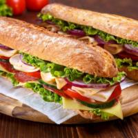 Fresh Mozzarella Sub Sandwich · Fresh mozzarella Sub sandwich served on a toasted roll with tomato, basil & olive oil.