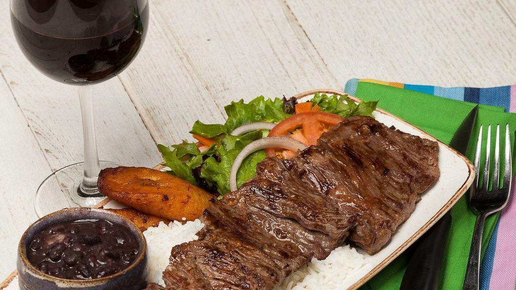 Churrasco Steak Entree · A Latin American classic! A tender, 10 oz. USDA Choice churrasco steak is served with a lively chimichurri sauce.