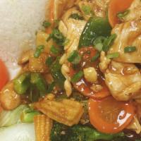 Stir-Fried Vegetable - Rau Củ Xào · Your choice of meat stir-fried with carrot, broccoli mushroom, baby corn, pineapple, bell pe...