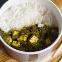 Bowled Saag Paneer · Gluten free. Spicy. Vegetarian. Cubed paneer, spinach puree, onion, tomato.
All Bowls come w...