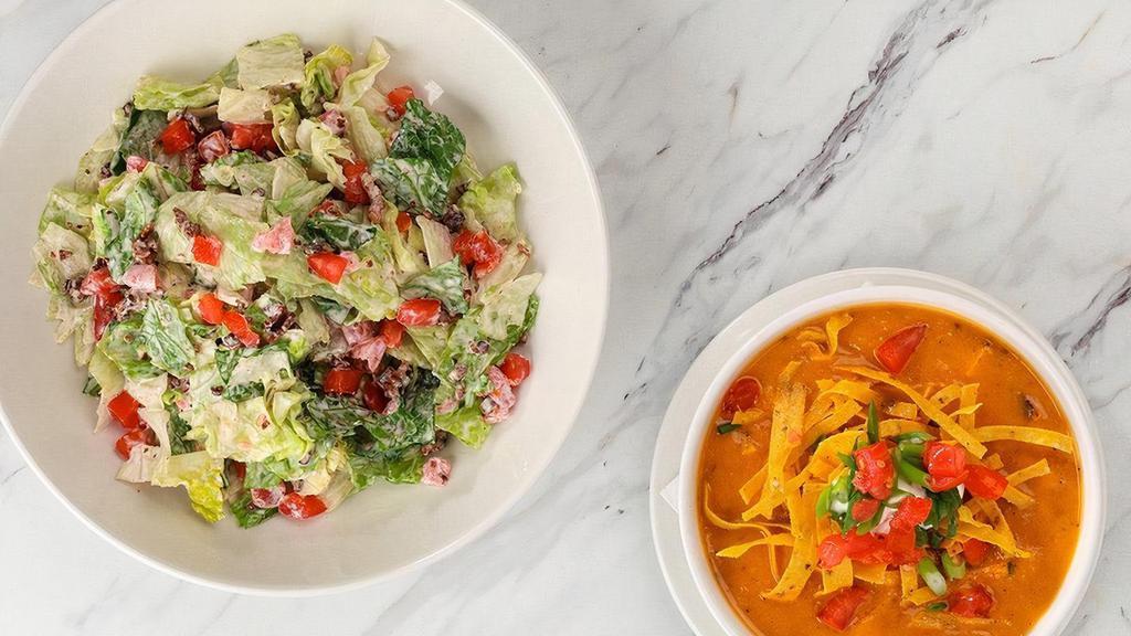 Soup & Salad · Bowl of soup served with your choice of a small side salad