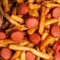 Salchipapa Francesas · One of the most popular. French Fries with fried Nathan's Famous Premium Beef Sausage!