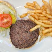 1/2 Pounder Sirloin Hamburger · The American classic. Your choice of cheese, lettuce, tomato, onions and pickles. (cooked to...