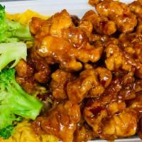 General Tso'S Chicken · Spicy. Chunks of tender chicken deep fried till crispy in spicy sweet and sour sauce on top ...