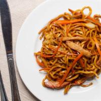 Roast Pork Lo Mein · Served with fried rice and egg roll.