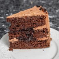 Chocolate Layer Cake · A heavenly soul satisfying treat. Chocolate layers filled with a creamy dark chocolate ganac...
