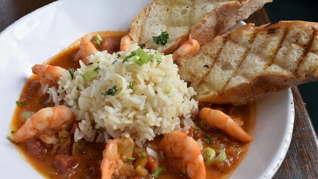 Shrimp Creole Orleans · Jumbo shrimp sauteed in a sauce piquant loaded with creole tomatoes, peppers, and spices served over rice.