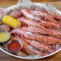 Colossal Head-On Gulf Shrimp · Boiled, head-on, deep water shrimp with. corn & potatoes.