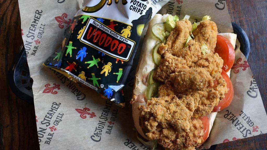 Fried Oyster Po'Boy · Fried Gulf Oysters topped with remoulade, lettuce and tomato. Served with fries or Zapp's Voodoo Chips.
