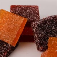 Pate De Fruit · Assortment of fruit square rolled in sugar. strawberry raspberry apricot blackberry and pass...