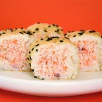 Crab Mix Roll · Krab mix with red onions, rolled on soy paper with sesame seeds