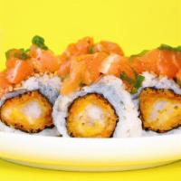 Alaskan Roll · Shrimp tempura, topped with salmon tartare and scallions