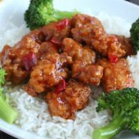 General Tso'S Chicken · Chunks boneless chicken sauteed in the general sauce and sauteed broccoli. served with steam...
