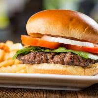 Burger · Ground beef patty with lettuce, tomato, onion, bringing you the ultimate in tenderness, juic...