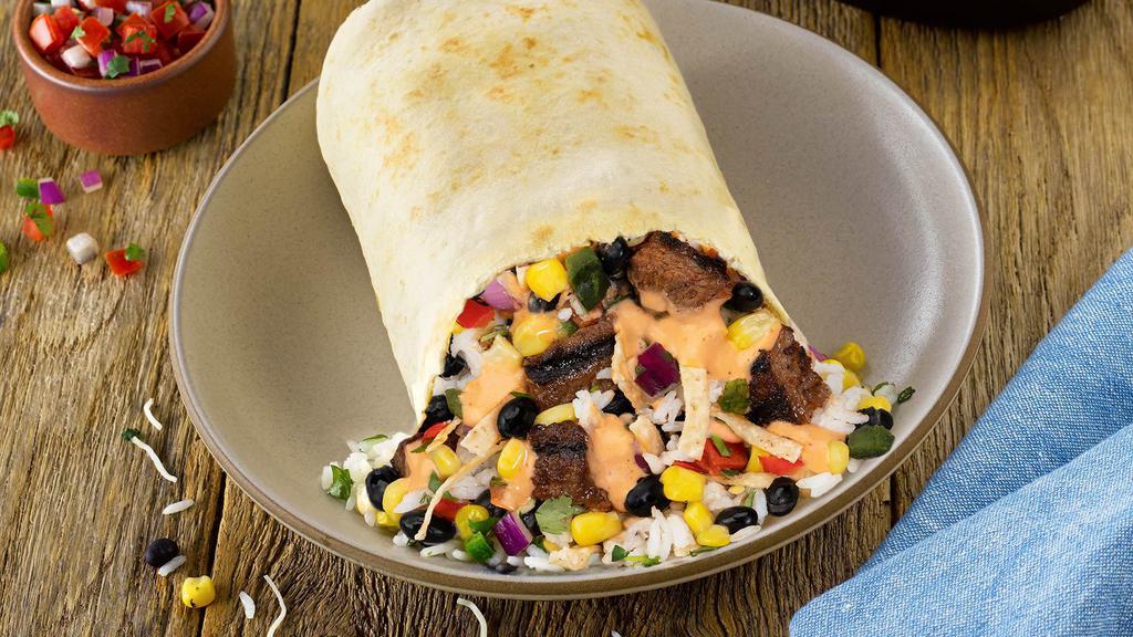 Burrito · Your choice of protein, rice and beans, flavorful salsas, sauces, and toppings wrapped in a warm tortilla.