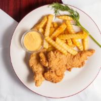 Chicken Finger Plate · With garden salad and fries.