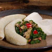 Callaloo · Callaloo is a popular local green leafy vegetable, cooked with onion, garlic, tomatoes, thym...