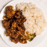 General Tso'S Chicken · Spicy. Chunks of boneless chicken meat lightly coated w. special flour, deep fried until cri...