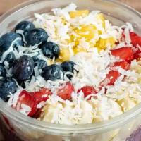 Acai Fruit Bowl · Organic Brazilian Açaí, Blended with Mixed Berries, Mango, and Banana and topped with Fresh ...