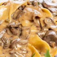 Pappardelle Porcini · Home-made Pappardelle with Sautéed Porcini Mushrooms