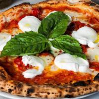 Alla Caprese Pizza · Tomato Sauce, Cherry Tomatoes, Bufala Mozzarella and Basil