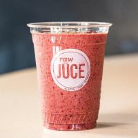 Ab&J Smoothie · Almond Mylk, Banana, Almond Butter, Dates, Blueberry, Strawberry, garnished with chopped Alm...