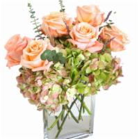 Antique Hydrangea · Lasting hydrangea arrangement in a lovely vase. Roses and hydrangeas make an elegant match o...