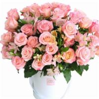  50 Pink Roses · One of our BIGGEST arrangements! Luxury box filled with Premium long stem pink  Roses! 

 50...