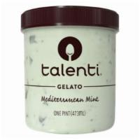Talenti Gelato Mediterranean Mint (1 Pint) · Our Mediterranean Mint Gelato is made with real mint leaves that we steep for ~45 minutes to...