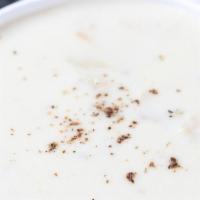 New England Clam Chowder · Served in a cup or bowl with a side of oyster crackers.